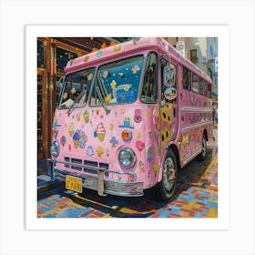 Pink Ice Cream Truck Art Print