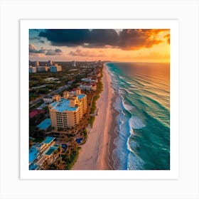 Sunrise Over Miami Beach 1 Art Print