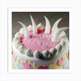 A 3d Render Of A Cake With The Words Mom I Love Yo M3knbb6hsc2vqapbmuqttw Cuymlfhiroanis3df99qmg Art Print