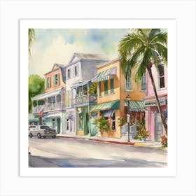 Key West Watercolor Painting Art Print