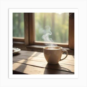 Coffee Cup On A Wooden Table 4 Art Print