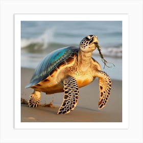 Turtle On The Beach 2 Art Print