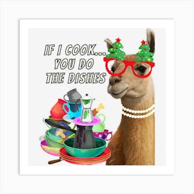 Funny Llama Mama Christmas Cook Hostess Or Thank You Graphic Art Print