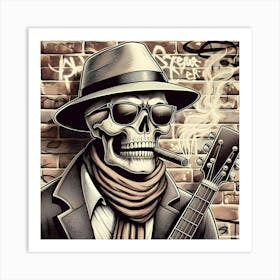 Skeleton With Guitar 5 Art Print