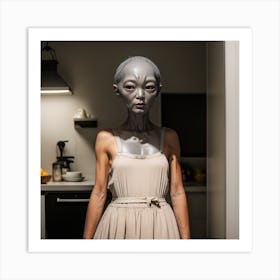 Alien Woman In Kitchen Art Print