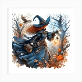 Beautiful Witch In The Woods 1 - 1 Of 2 Art Print
