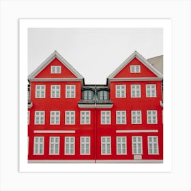 The Red And White Danish House Square Art Print