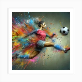 Soccer Player Kicking A Ball 3 Art Print