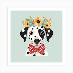 Floral Baby Dalmatian Dog Nursery Illustration (4) Art Print