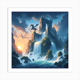 Mythical Waterfall 14 Art Print