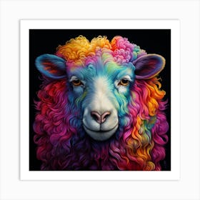 Colourful Rainbow Sheep Art Print