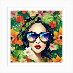 Portrait Of A Woman In Sunglasses 1 Art Print