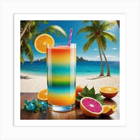 Tropical Drink On The Beach 1 Art Print