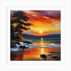 Sunset On The Beach 136 Art Print