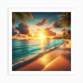 Sunset On The Beach Art Print