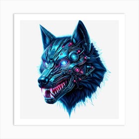 Cyber wolf Art Print