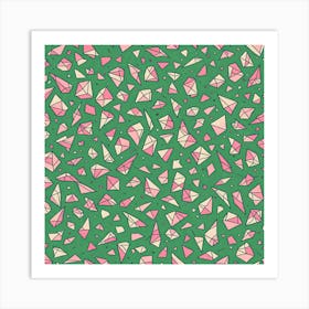 A Seamless Pattern Featuring abstract Polygons Sharp Edges Shapes With Edges, Flat Art, 134 Art Print