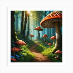 Mystical Mushroom Forest Art Print