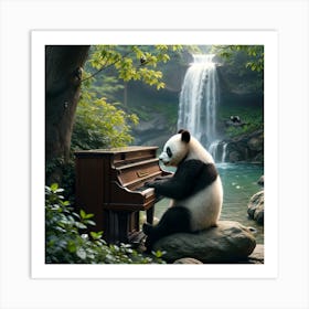 Panda Playing Piano Art Print