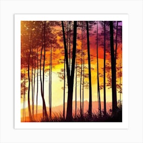 Sunset In The Forest 55 Art Print