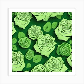 Green Roses 10 Art Print