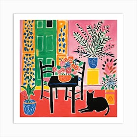 Cat In Front Of The Door Art Print