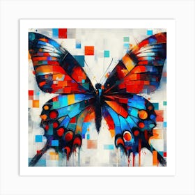 Colourful Cubist Abstract Butterfly v3 Art Print