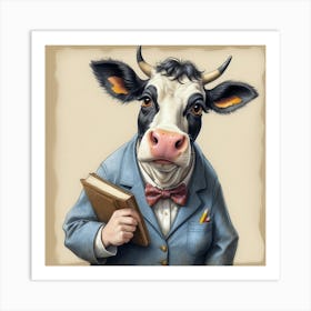 Cow In A Suit 6 Art Print