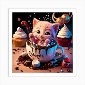 Little Kitten In A Cup Of Coffee Art Print