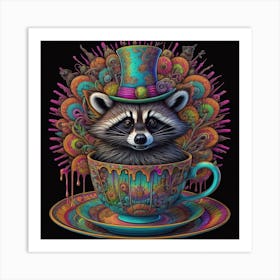 Raccoon In A Teacup Art Print