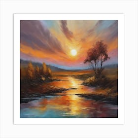 Sunset By The River Art Print