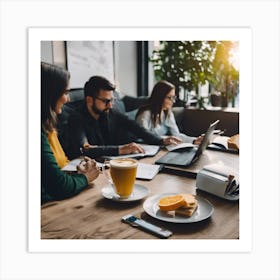 Group Of People At A Table Art Print