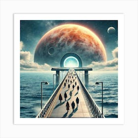 Space Bridge Doorway.AI Art Print