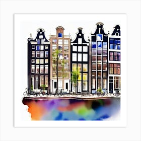 Amsterdam Houses Watercolor Art Print 3 Art Print