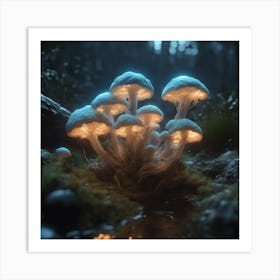 Mushrooms In The Forest 1 Art Print