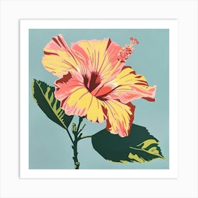 Hibiscus 5 Square Flower Illustration Art Print