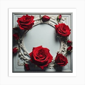 Frame With Red Roses Art Print