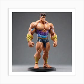 A Giant Colorful Muscular Boy Figurine Rendered In The Distinctive Style Of Toonami The Figurine Is 1 Art Print