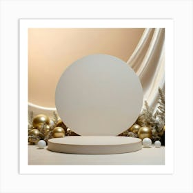 White Circle With Gold Ornaments Art Print