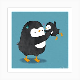 Mother Penguin And Baby Art Print