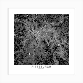 Pittsburgh Black And White Map Square Art Print