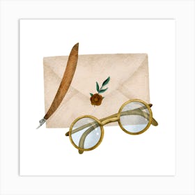 Sealed envelope with eyeglasses Art Print