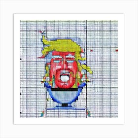 Trump'S Head Psychedelic Art Art Print