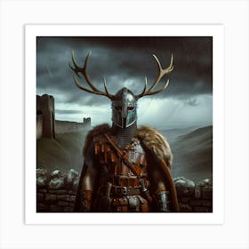 Knight With Deer Antlers Art Print