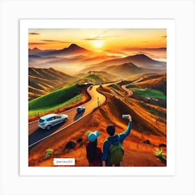 Sunset In The Mountains Art Print