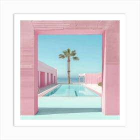 Pink Beach House Art Print