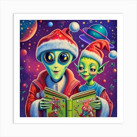 Alien Santa Singing Carols Art Print