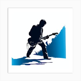 Silhouette Of A Guitar Player 1 Art Print