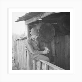 Son Of William Shanard, Cut Over Farmer, Near Silk Lake, Michigan, Rolling A Cigarette By Russell Lee Art Print