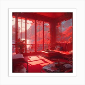 Red Living Room Art Print